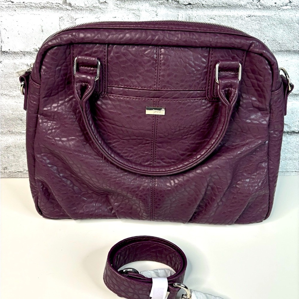 Thirty One Purse Pebbled Vegan Leather Plum Colour Jewels Gems Vintage Pebble